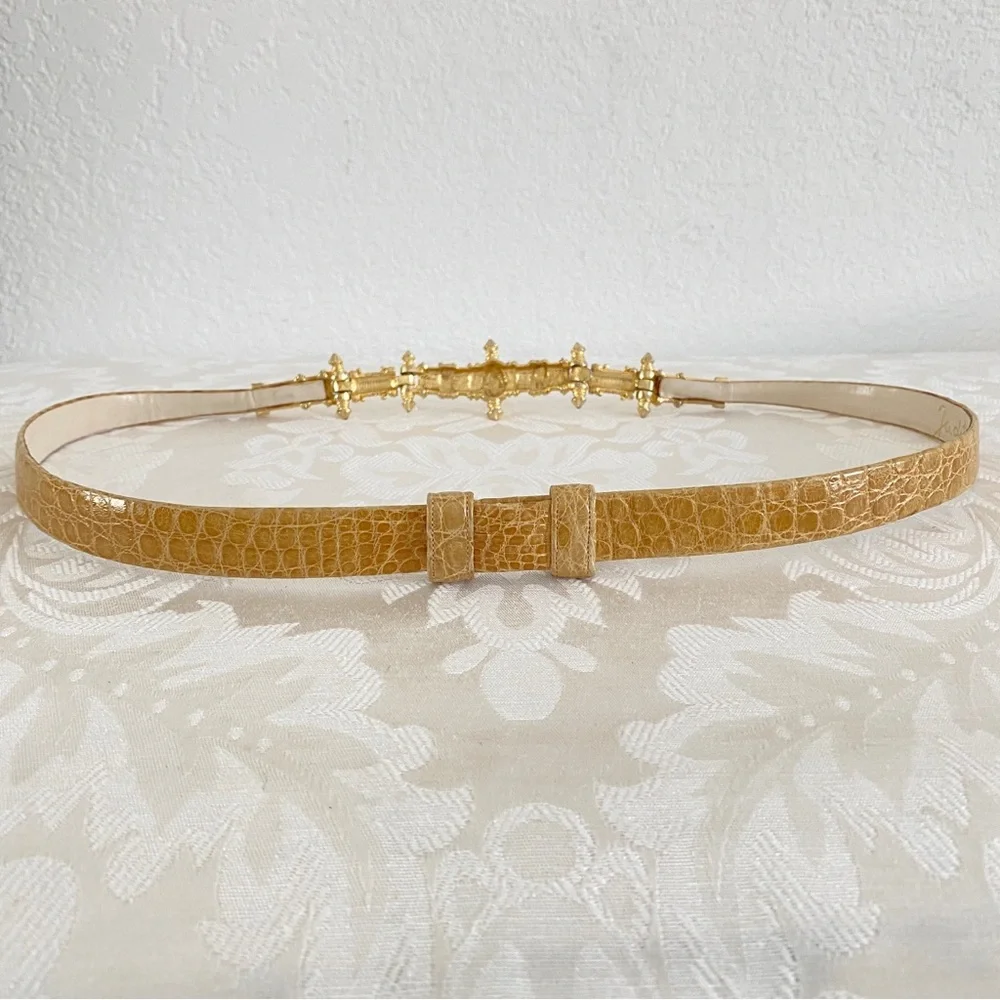 Judith leiber embellished gold buckle belt